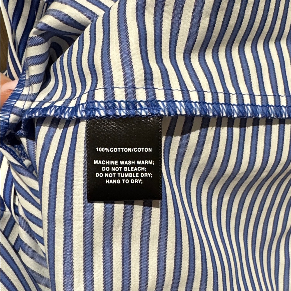 Lafayette 148 New York Blue Striped Button Down Shirt NWT - Picture 7 of 8